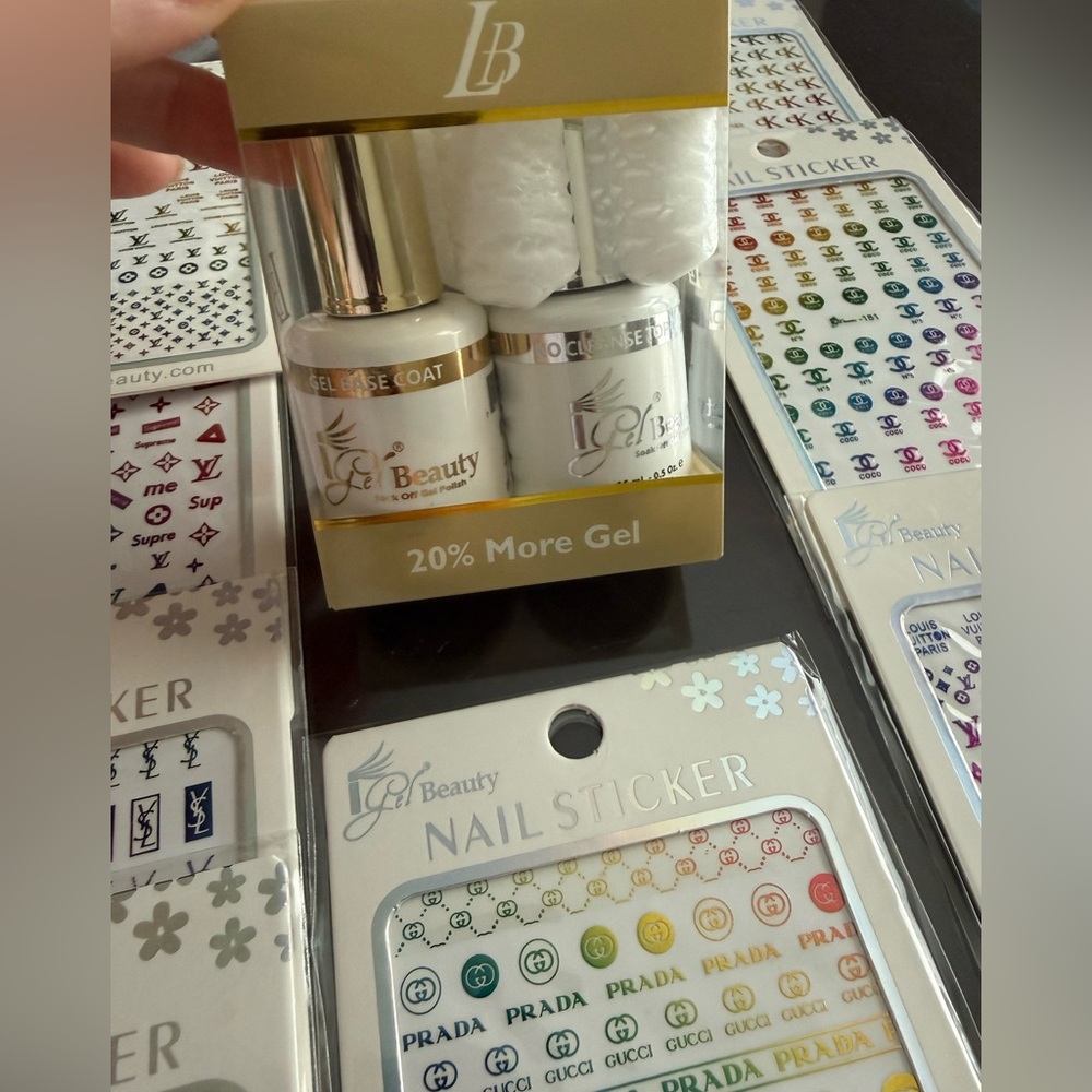 Igel Beauty gel Base Coat and gel Top Coat and Stickers Set